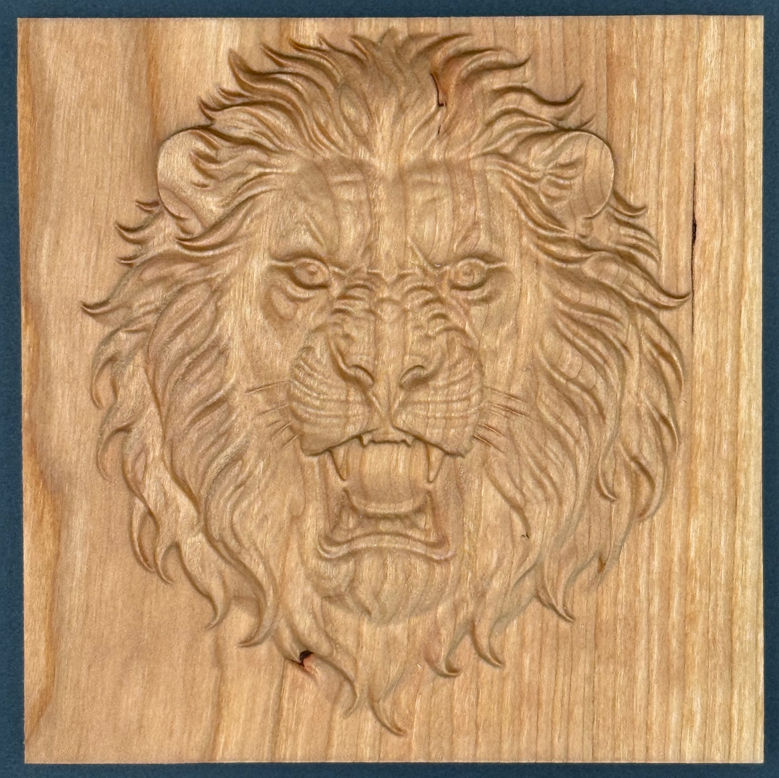 Cherry Hardwood 3D Lion Relief - Small