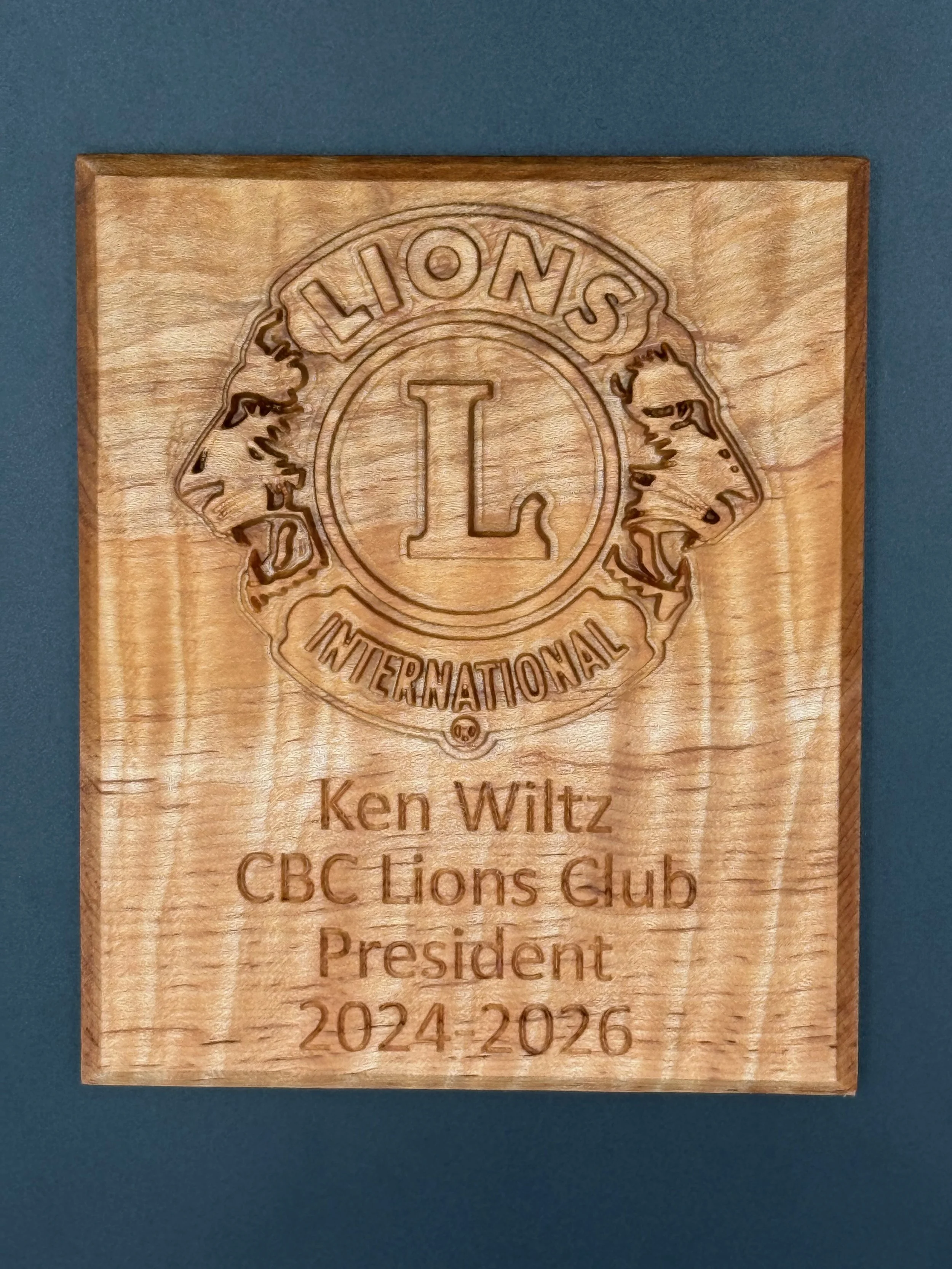 Award made to present to a Lions Club member for serving as President of the club.