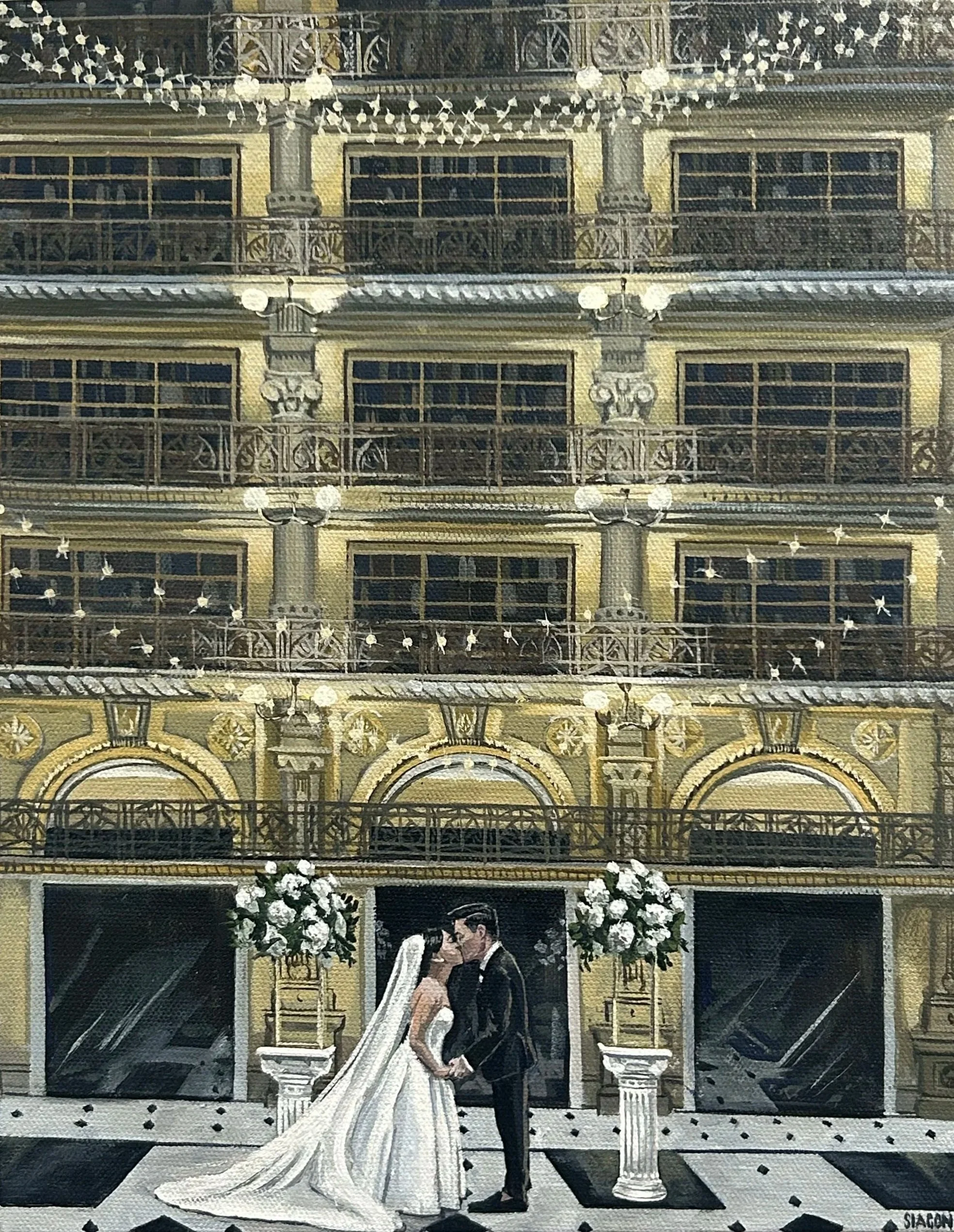 Sarah & Alvin: George Peabody Library 12inx16in