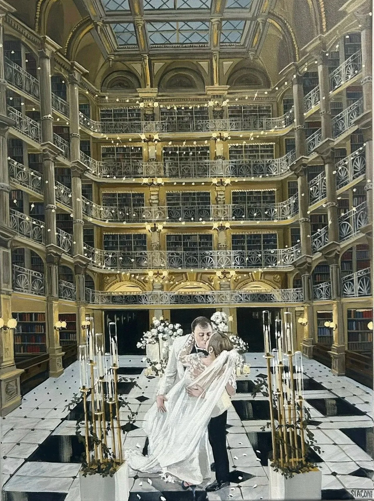 Kirstyn & Cory: George Peabody Library 18inx24in