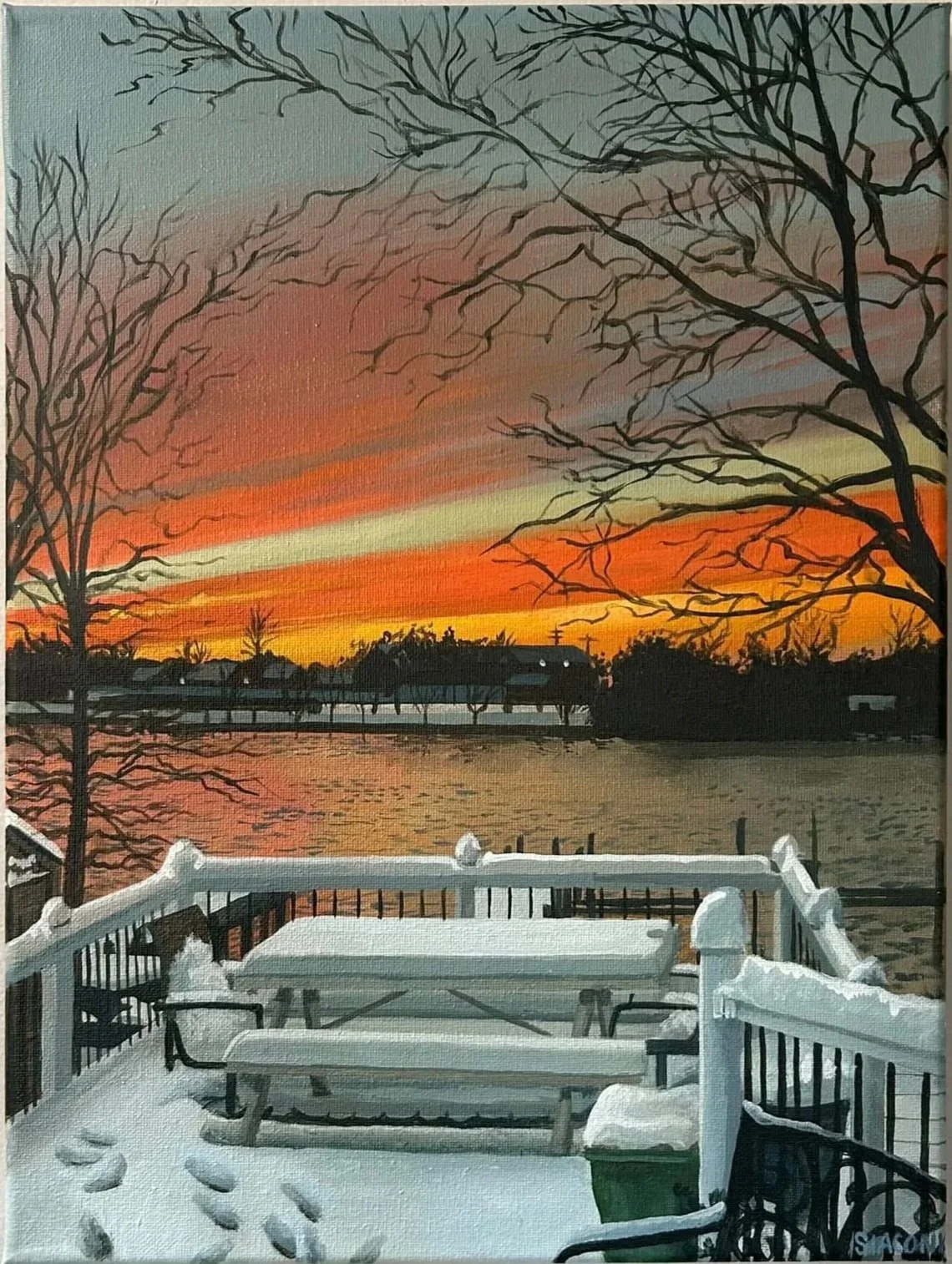 Snowy Sunset 11inx14in