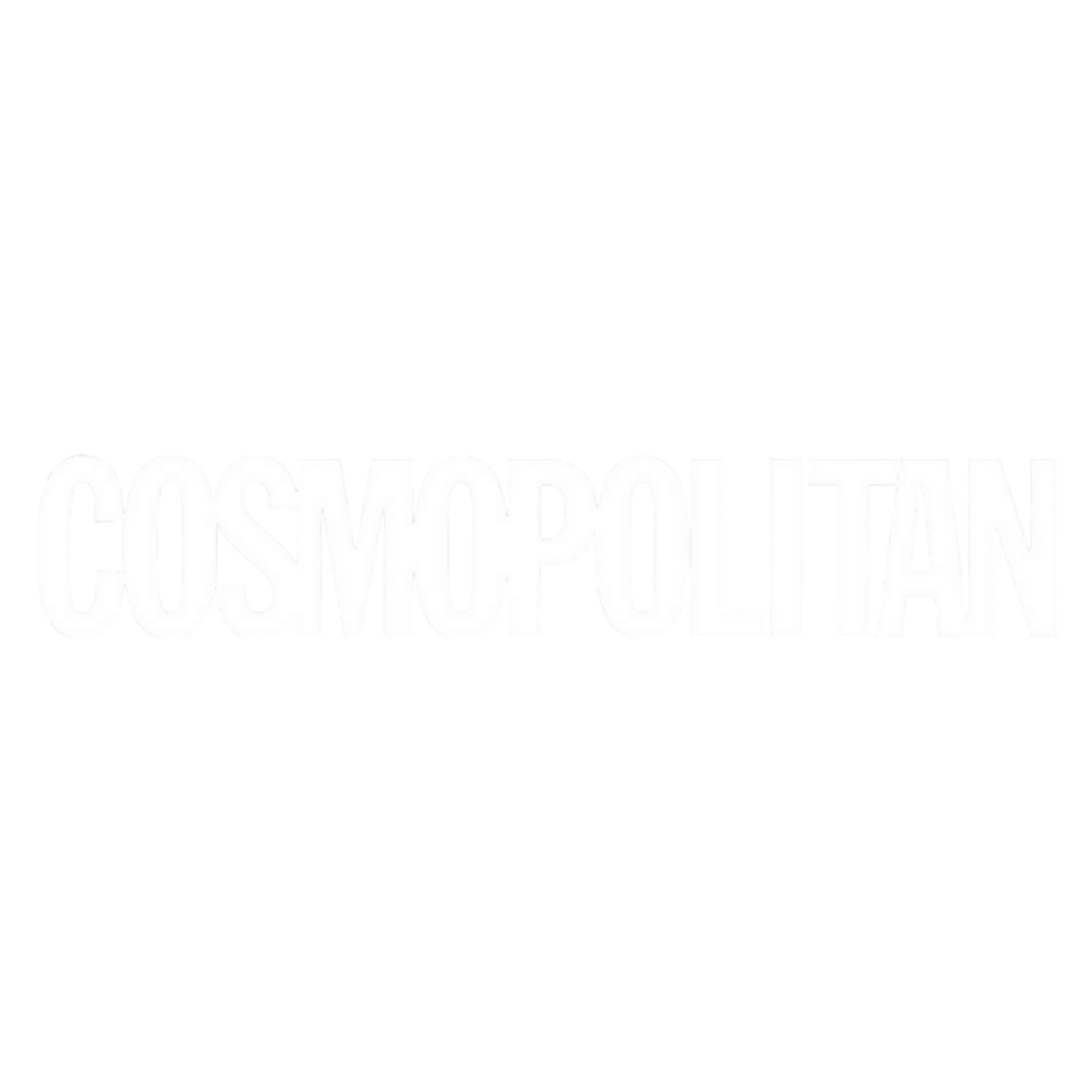 Black background with the word 'COSMOPOLITAN' in large, white, capitalized letters.