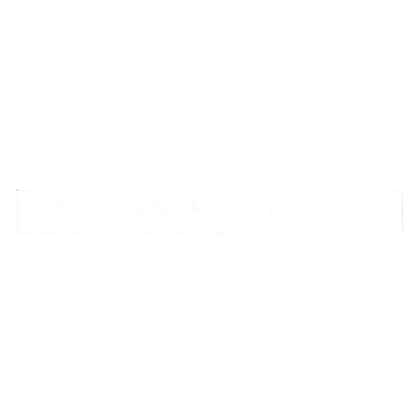 Black background with white text displaying the logo and name of HuffPost news organization.
