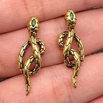 18K Gold Plated Stainless Steel Snake Post Earrings