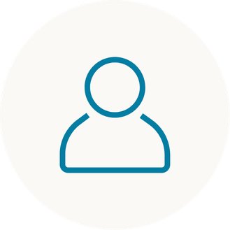 Simple icon of a person or user, depicted as a circle for the head and a curved line for the shoulders.