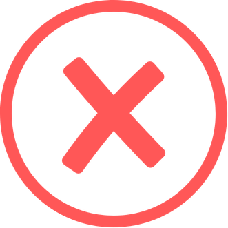 Red circle with a red X inside it.