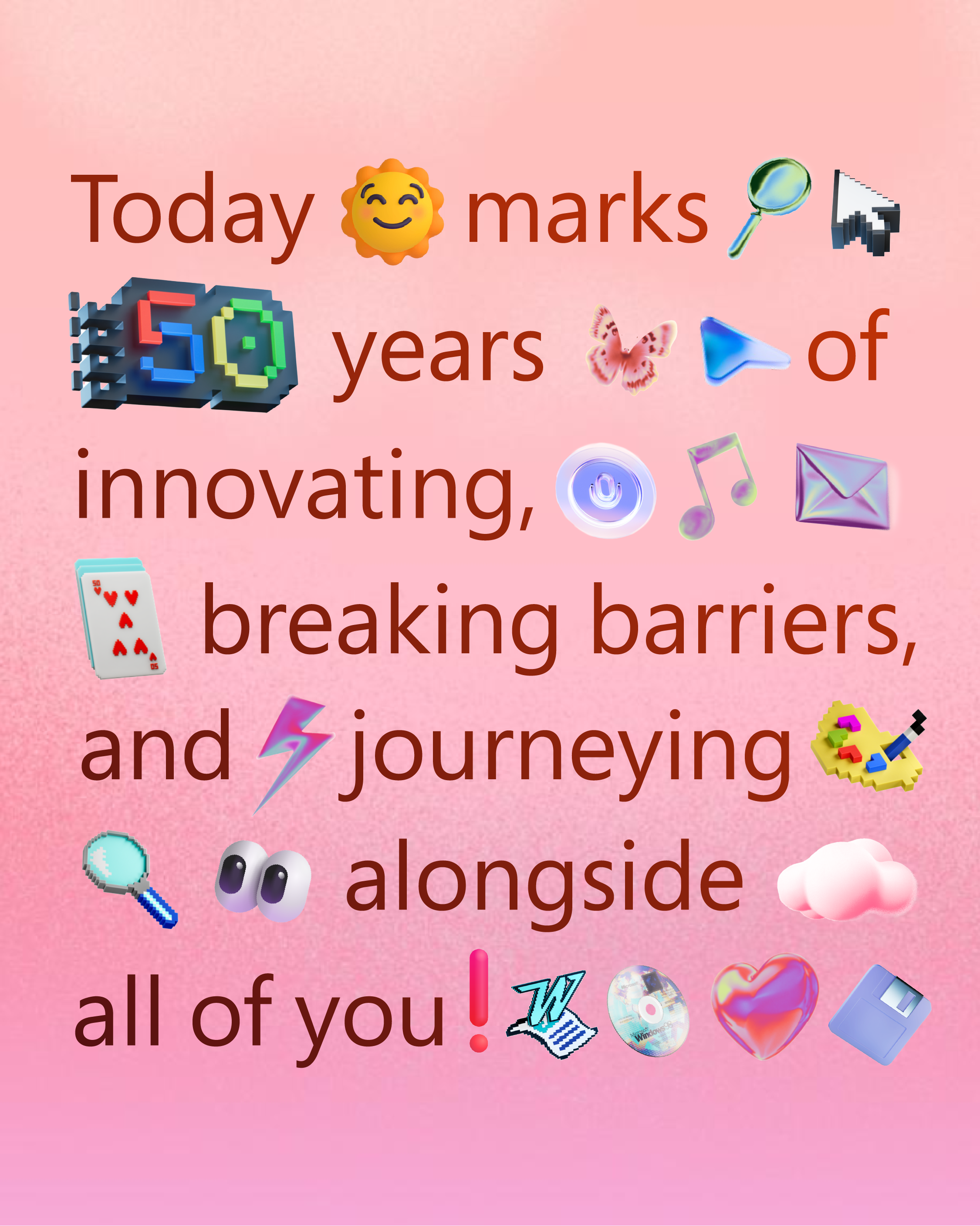Text reading 'Today 🌞 marks 30 years of innovating, breaking barriers, and journeying alongside all of you!'