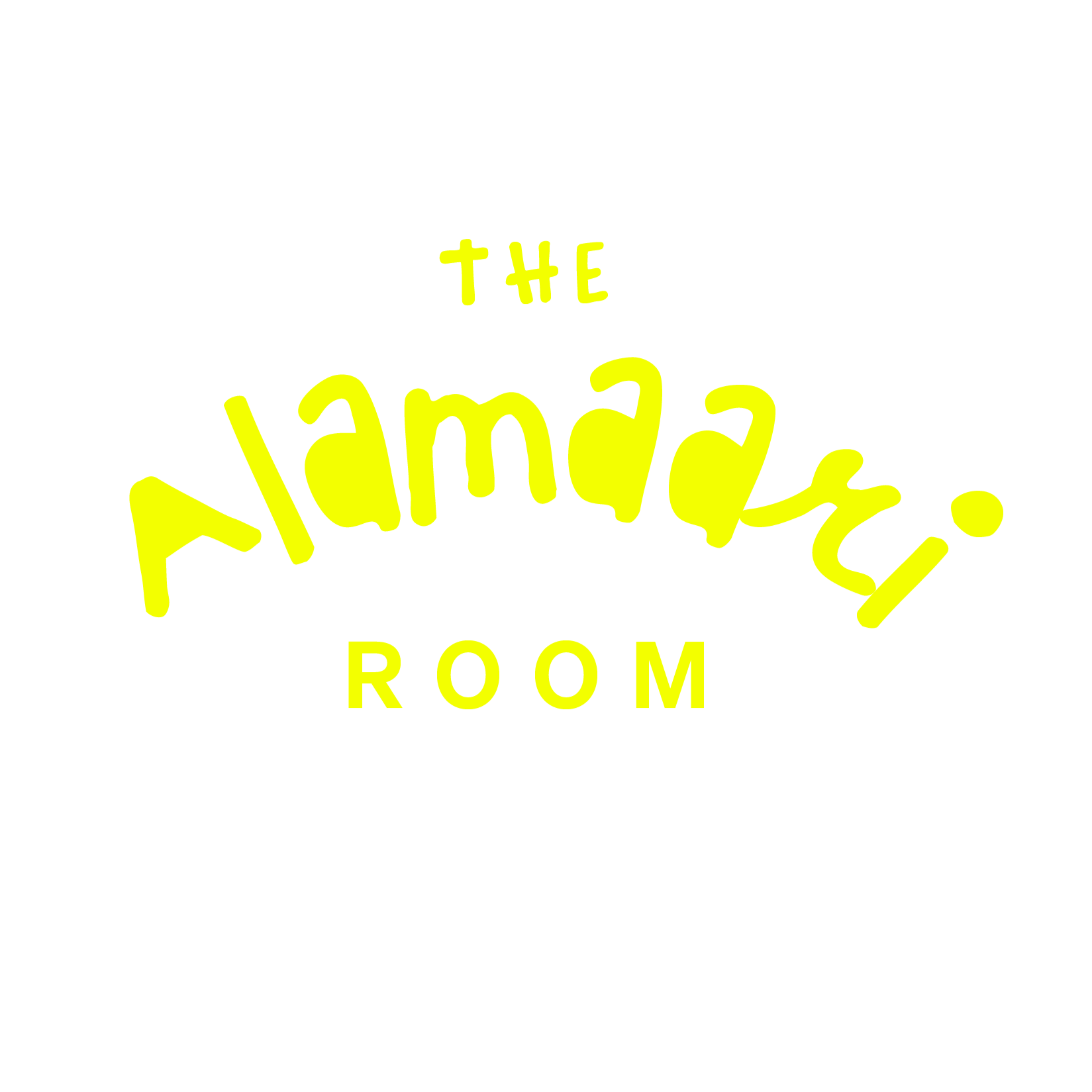 Black background with yellow text that reads 'The Amazing Room' in a playful font.