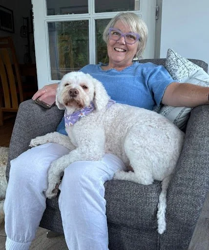 Deirdre P. Malcolm with her dog