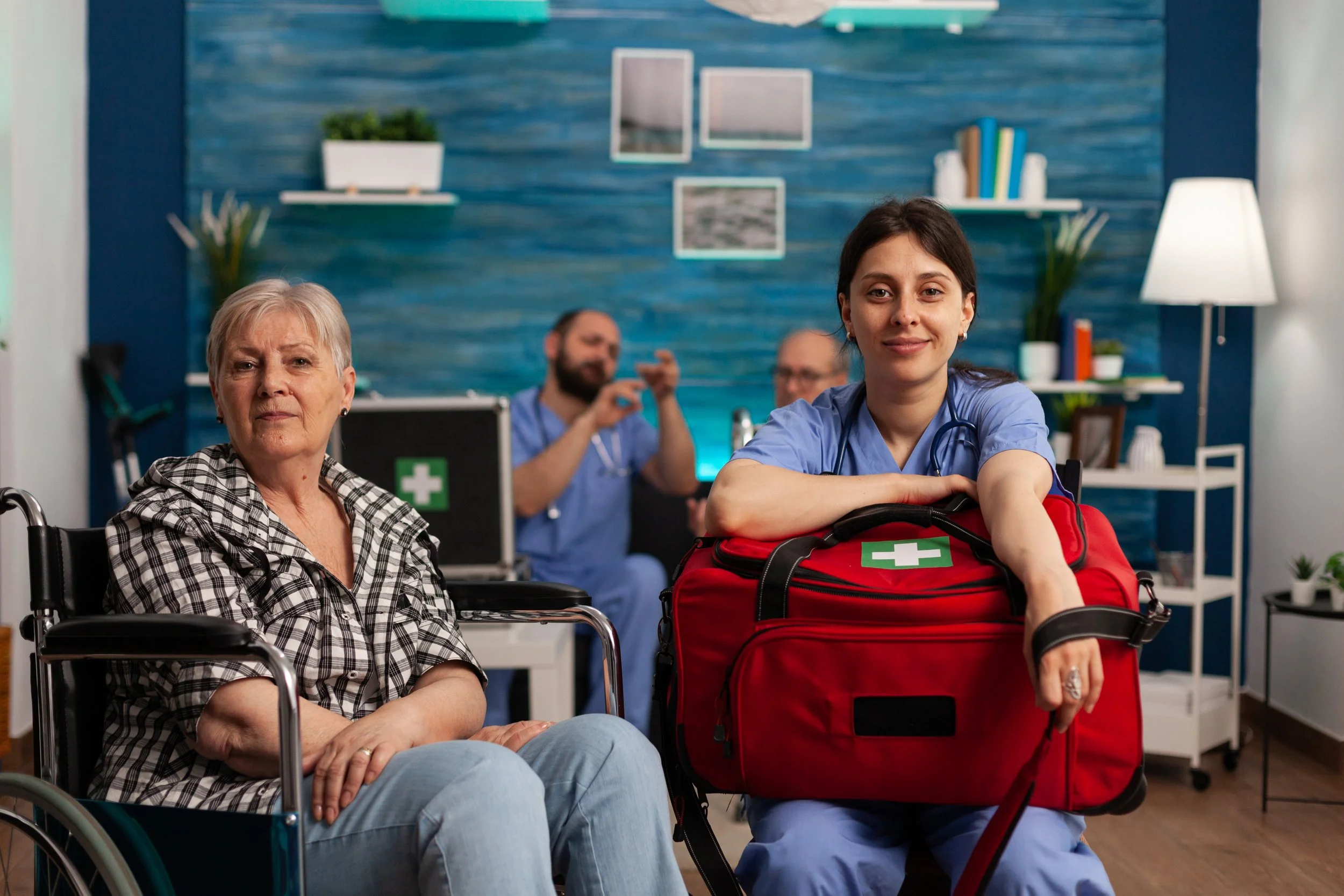 Family relaxing while caregiver provides respite