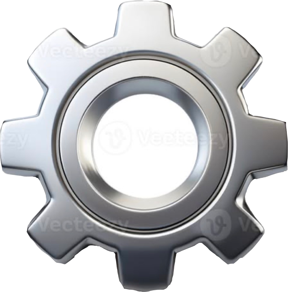 A metallic, silver-colored gear or cog with a central hole, viewed from above.