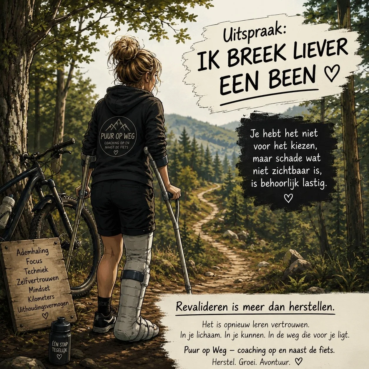 🧠🚴 Bewust revalideren

Ben jij ook zo klaar met wachten?

Moet je rust houden, maar voelt het alsof je stilstaat terwijl de wereld gewoon doorgaat?

Loop je steeds tegen je grenzen aan?
Of mag je weer beginnen met sporten, maar weet je niet goed wa
