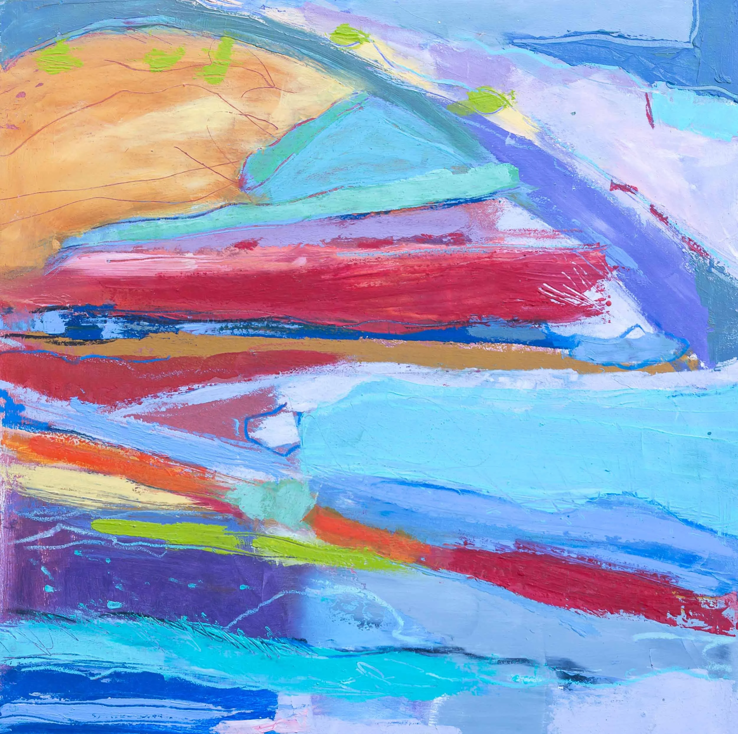 INTO THE SEA - Oil & Cold Wax Painting on Wood Panel - 12 X 12