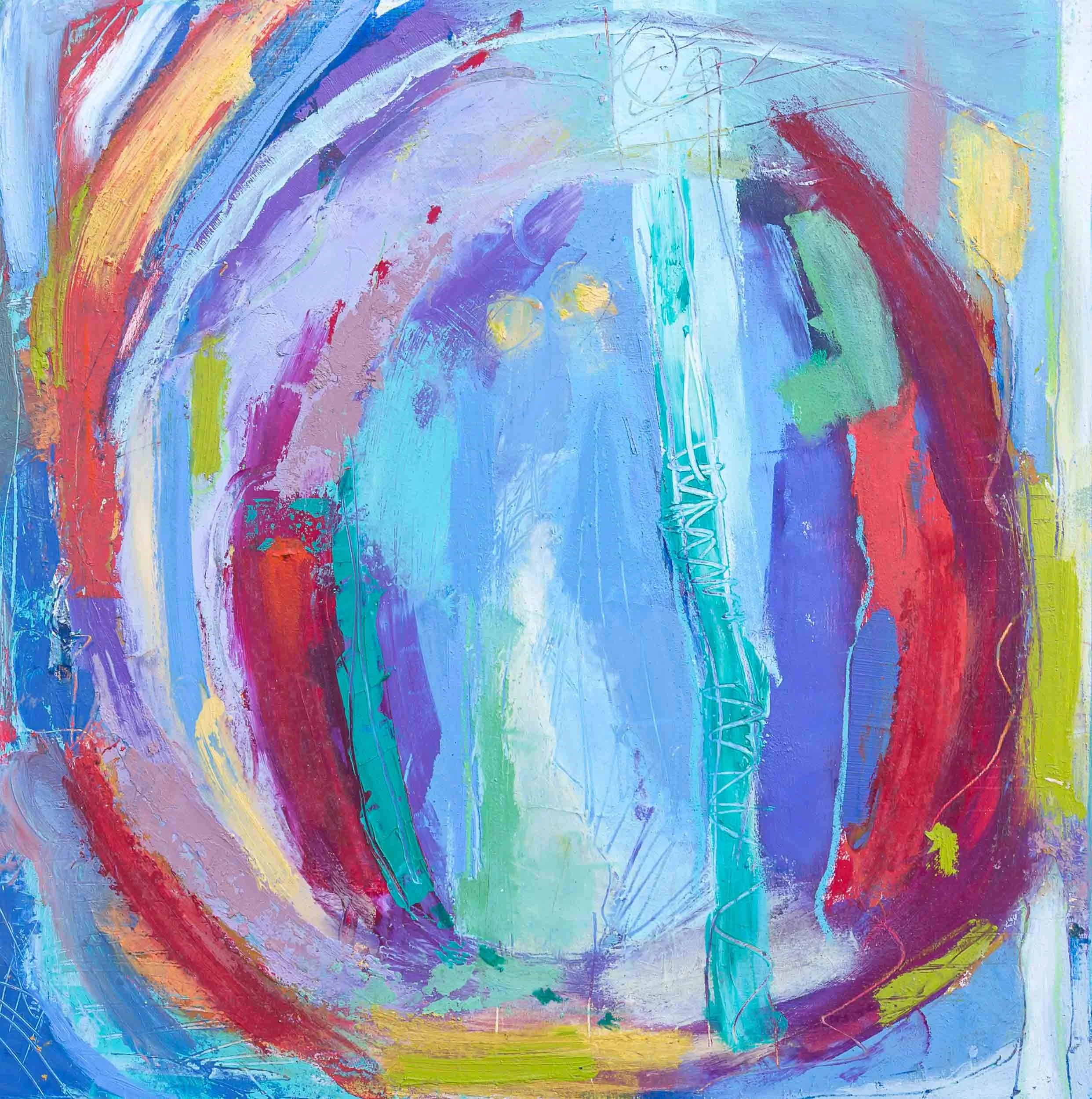 ORBIT - Oil & Cold Wax Painting on Wood Panel - 12 X 12