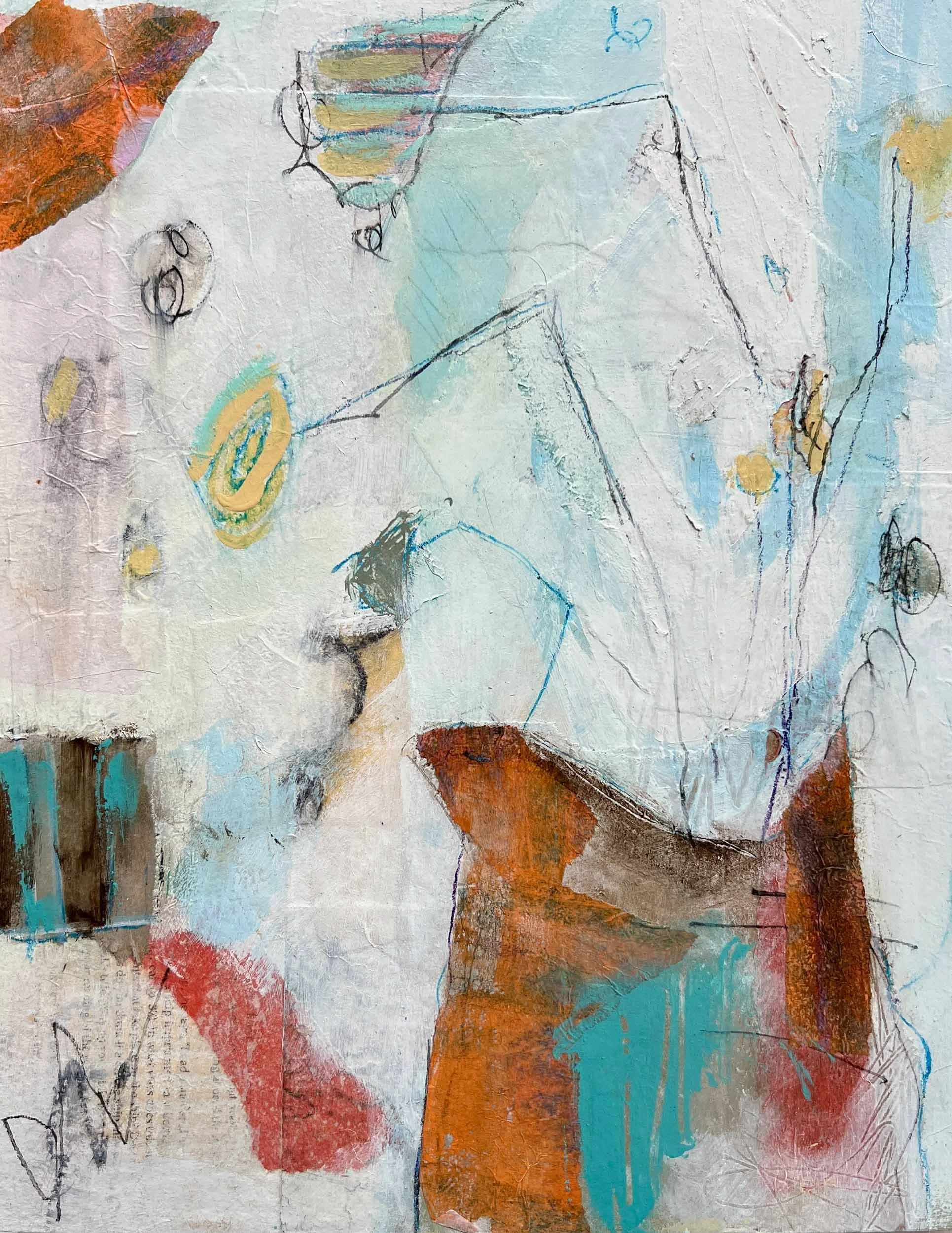 MORINING PAPER - Acrylic Mix Media Painting on Wood Panel- 14 X 11 - $475