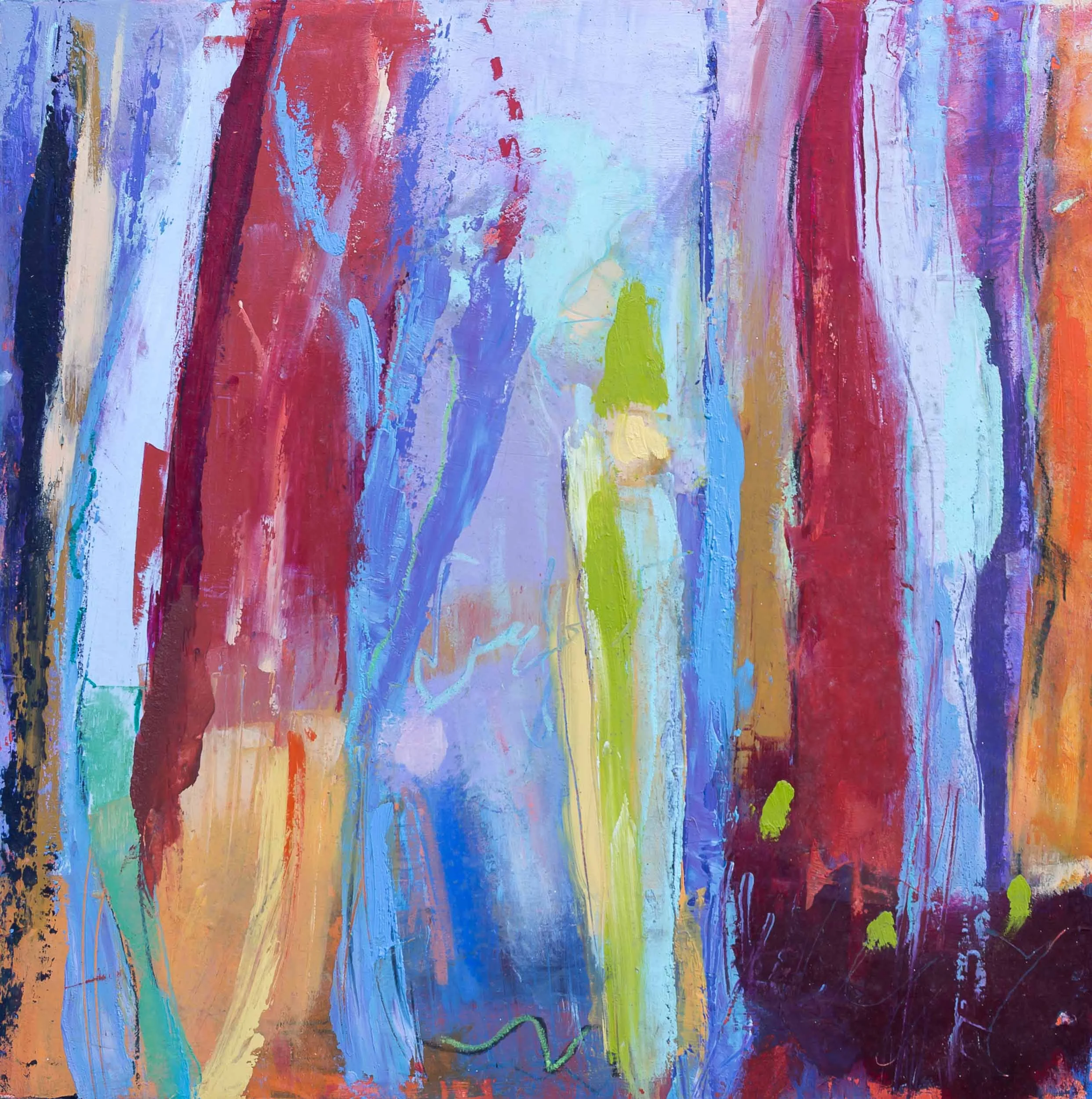 FIRE SEASON -  Oil & Cold Wax Painting on Wood Panel - 12 X 12