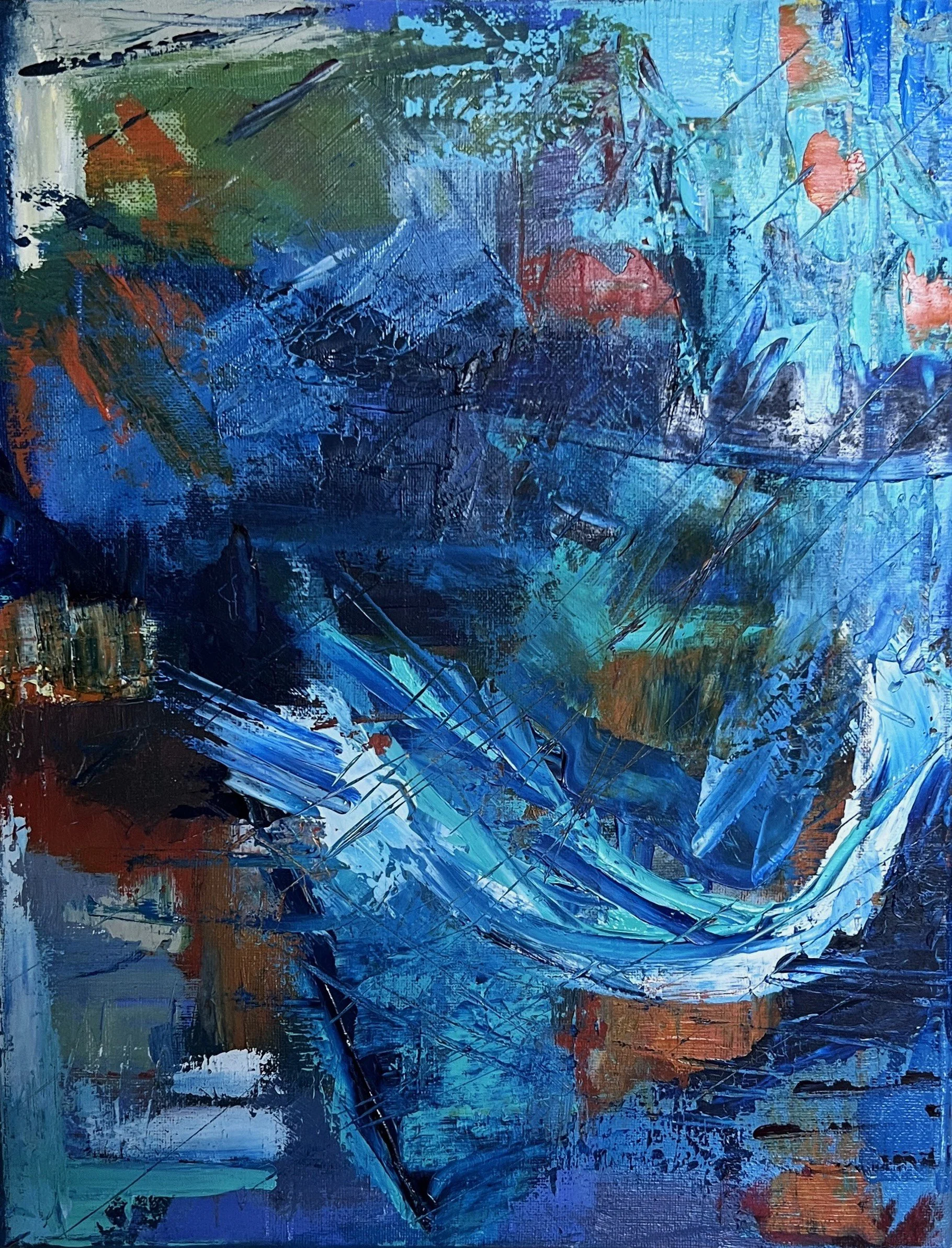 SURGING - Acrylic Painting on Canvas - 14 X 11