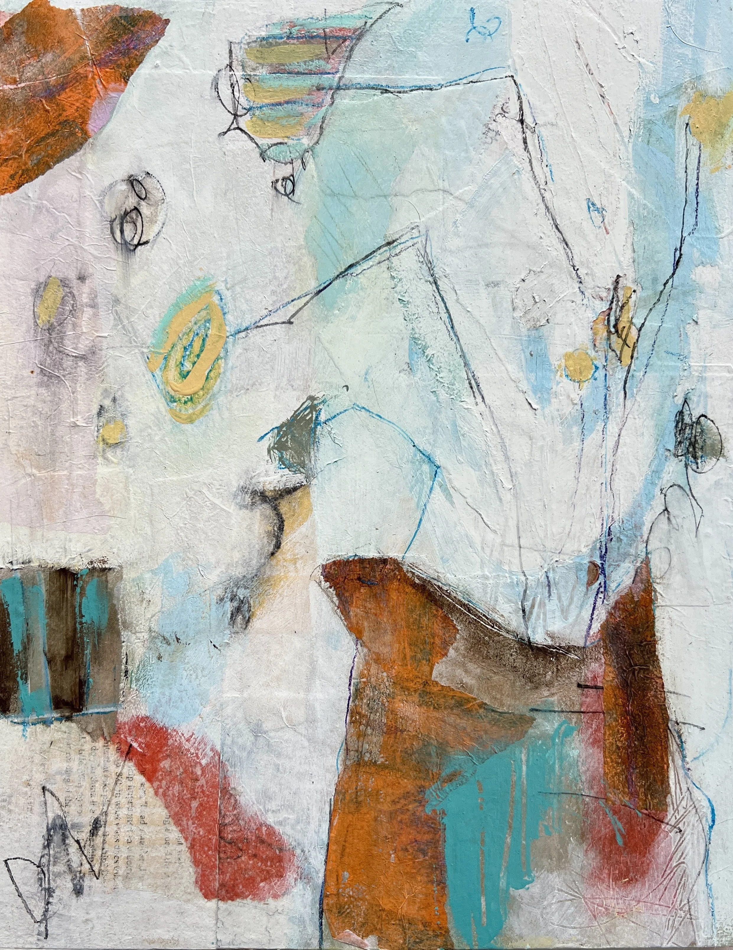 MORINING PAPER - Acrylic Mix Media Painting on Wood Panel- 14 X 11