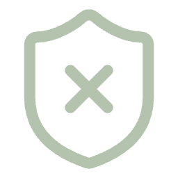 A shield icon with an 'X' in the center, suggesting protection or security.