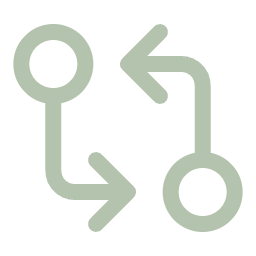 A diagram showing movement or connection between two points with arrows pointing in opposite directions.