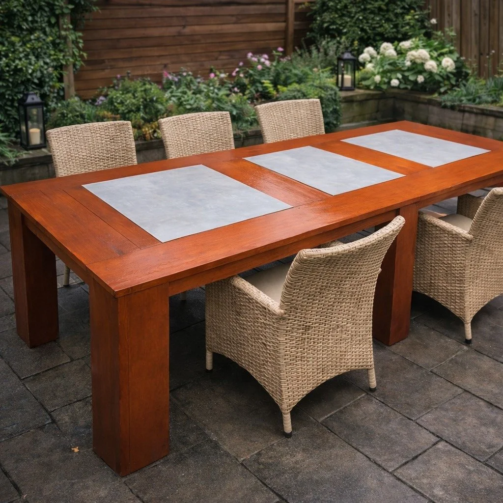 Buitentafel met tegels