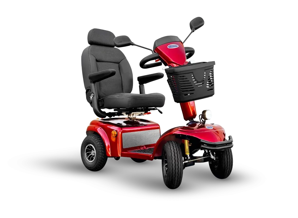 Red mobility scooter available from Avon Scooter Sales Northam