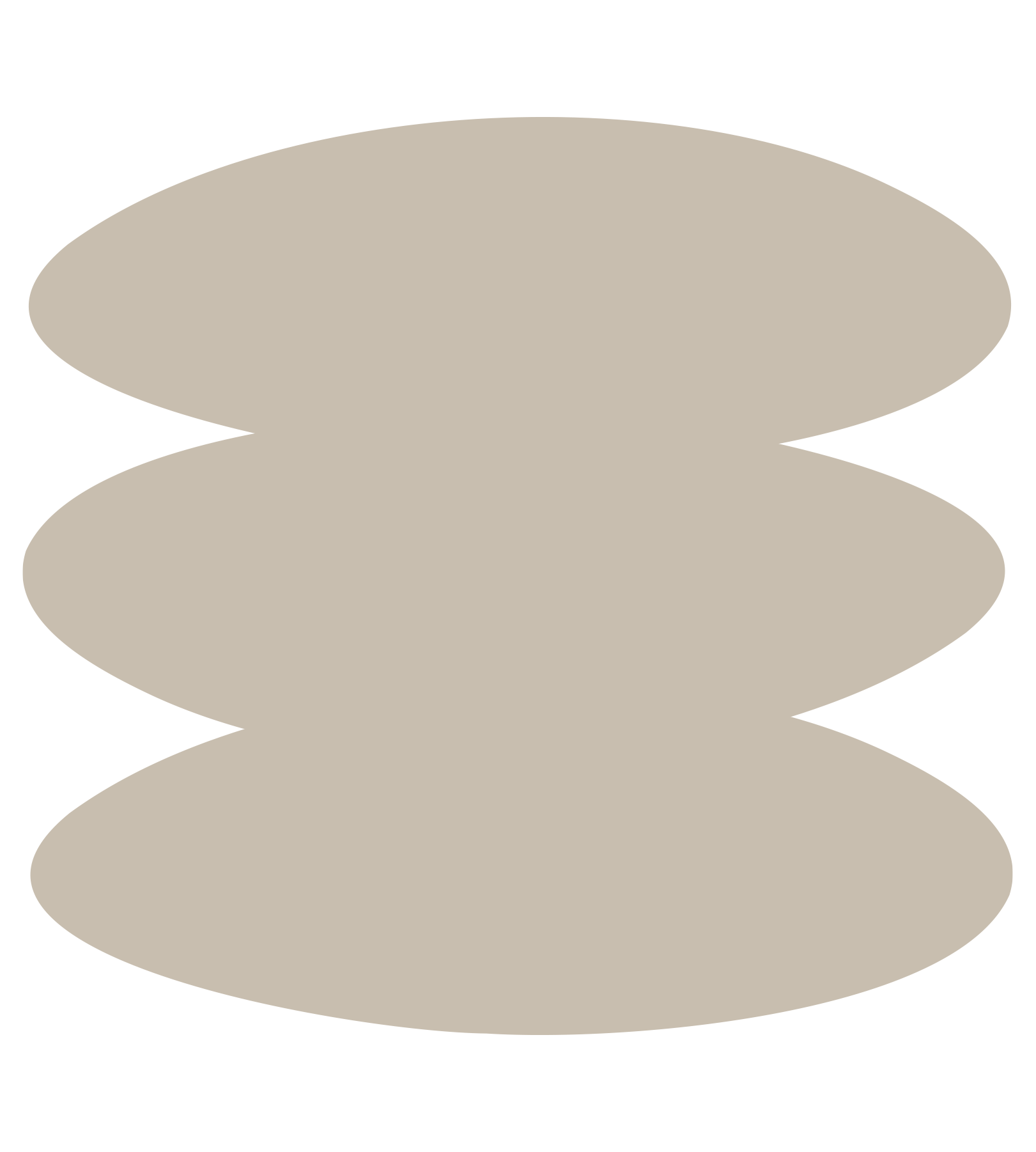A beige-colored graphic of speech bubbles arranged vertically on a black background.