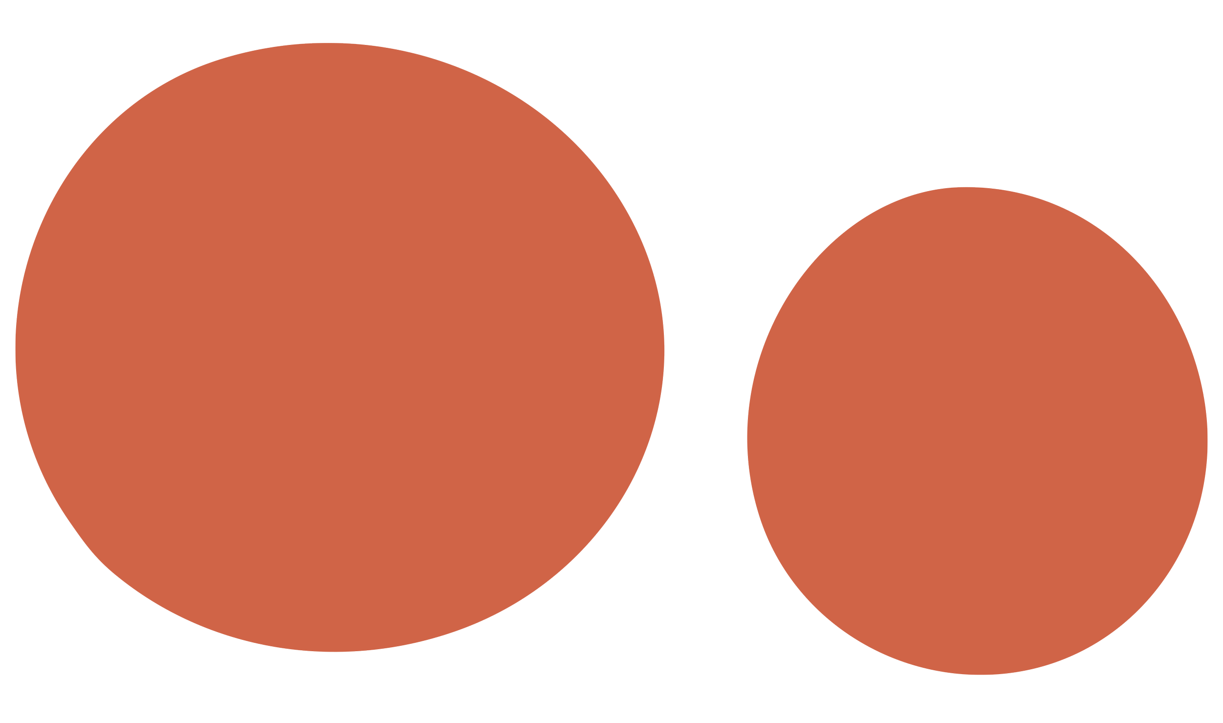 Close-up of two overlapping brownish-orange circles on a black background.