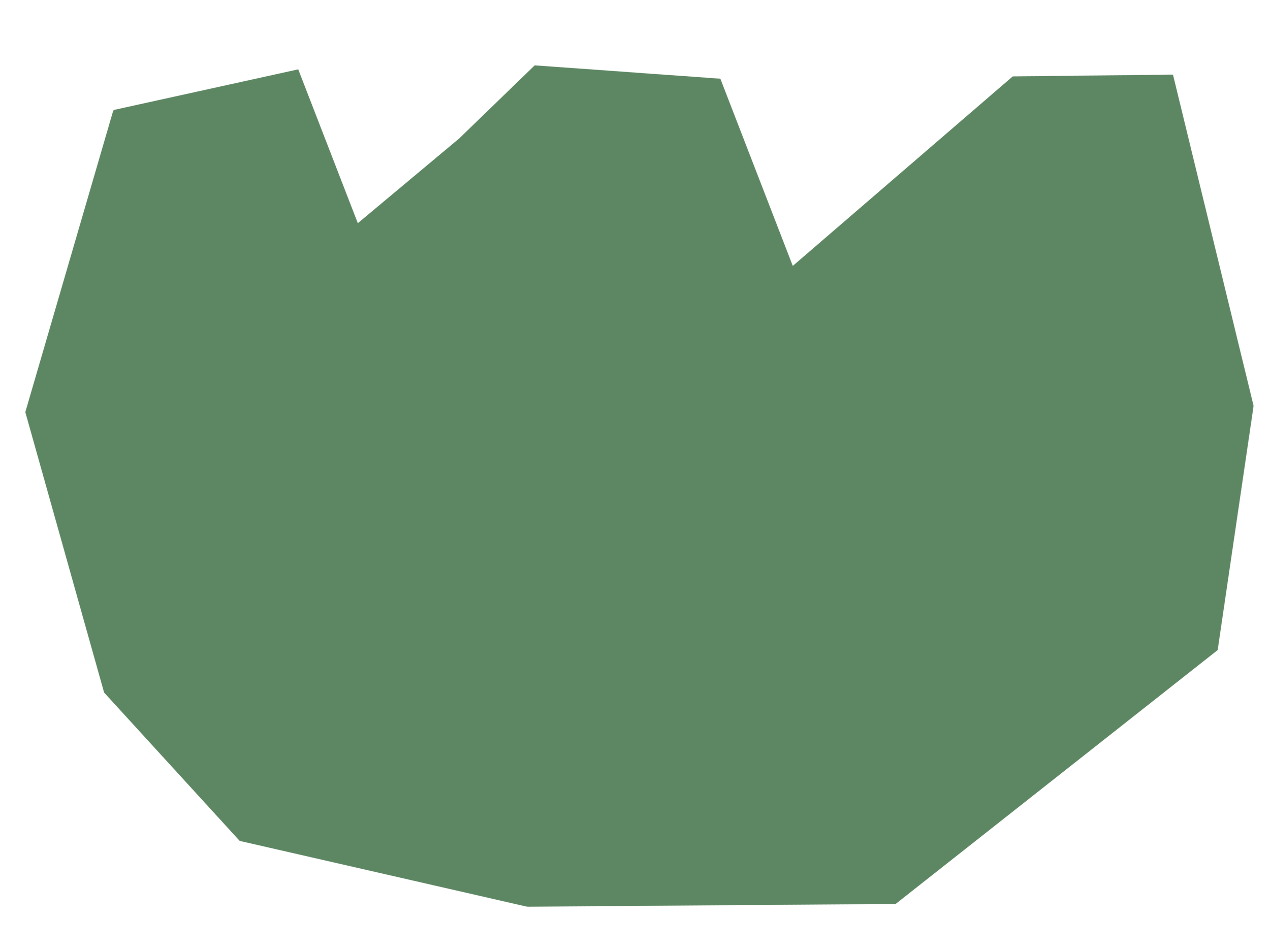 a 3D rendering of a green hexagonal shape with a faceted surface.