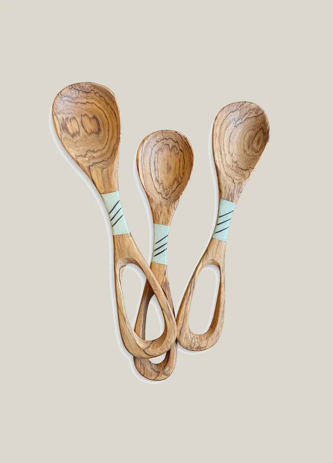 Set of Three Wooden Salt Spoons