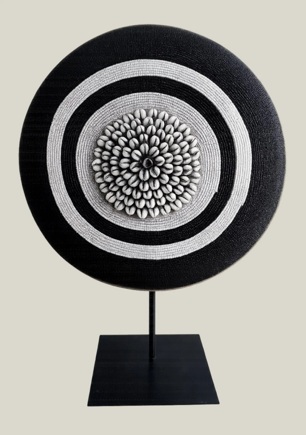 Black and White Shield on Stand