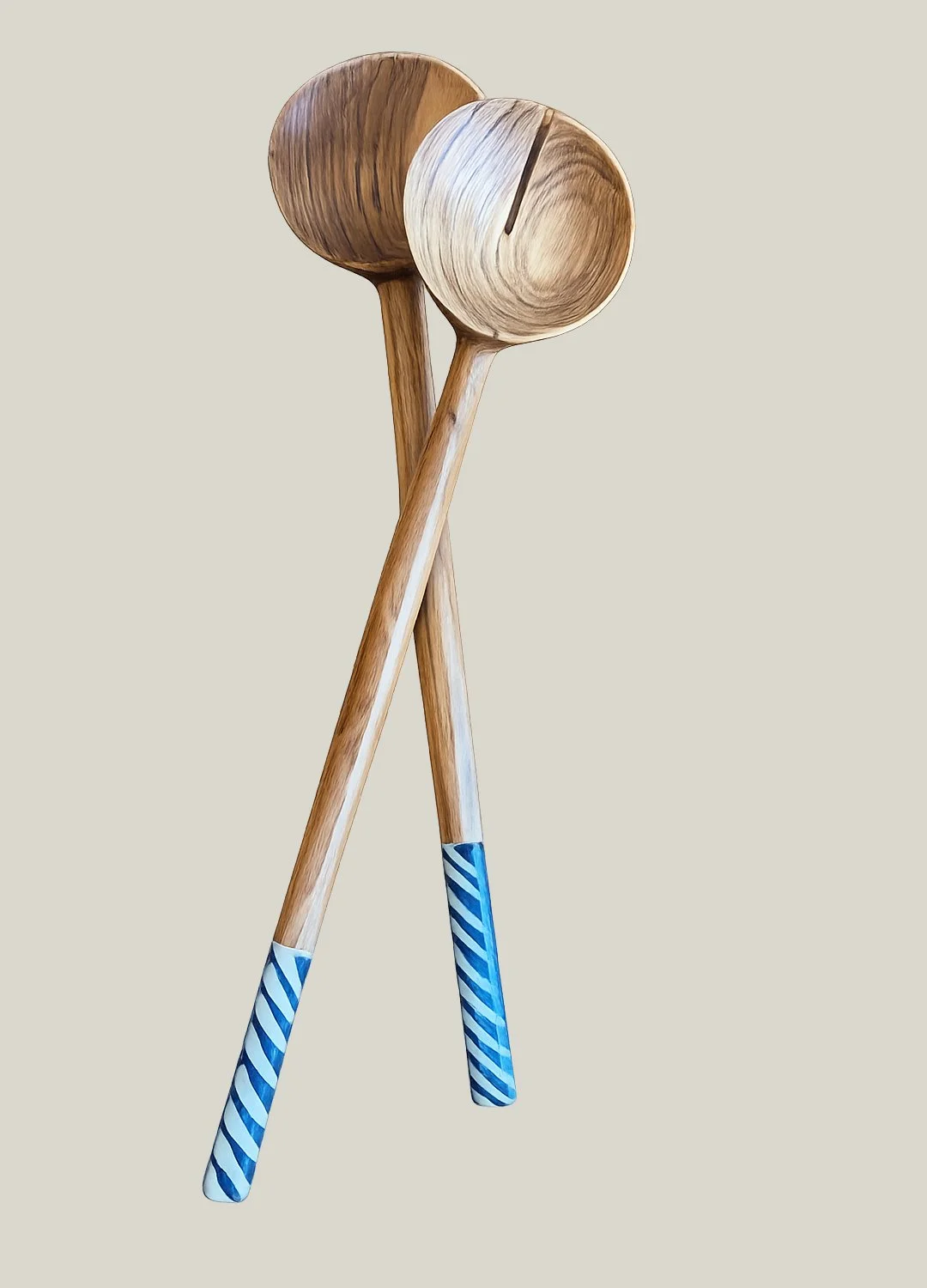 Striped Salad Server Set
