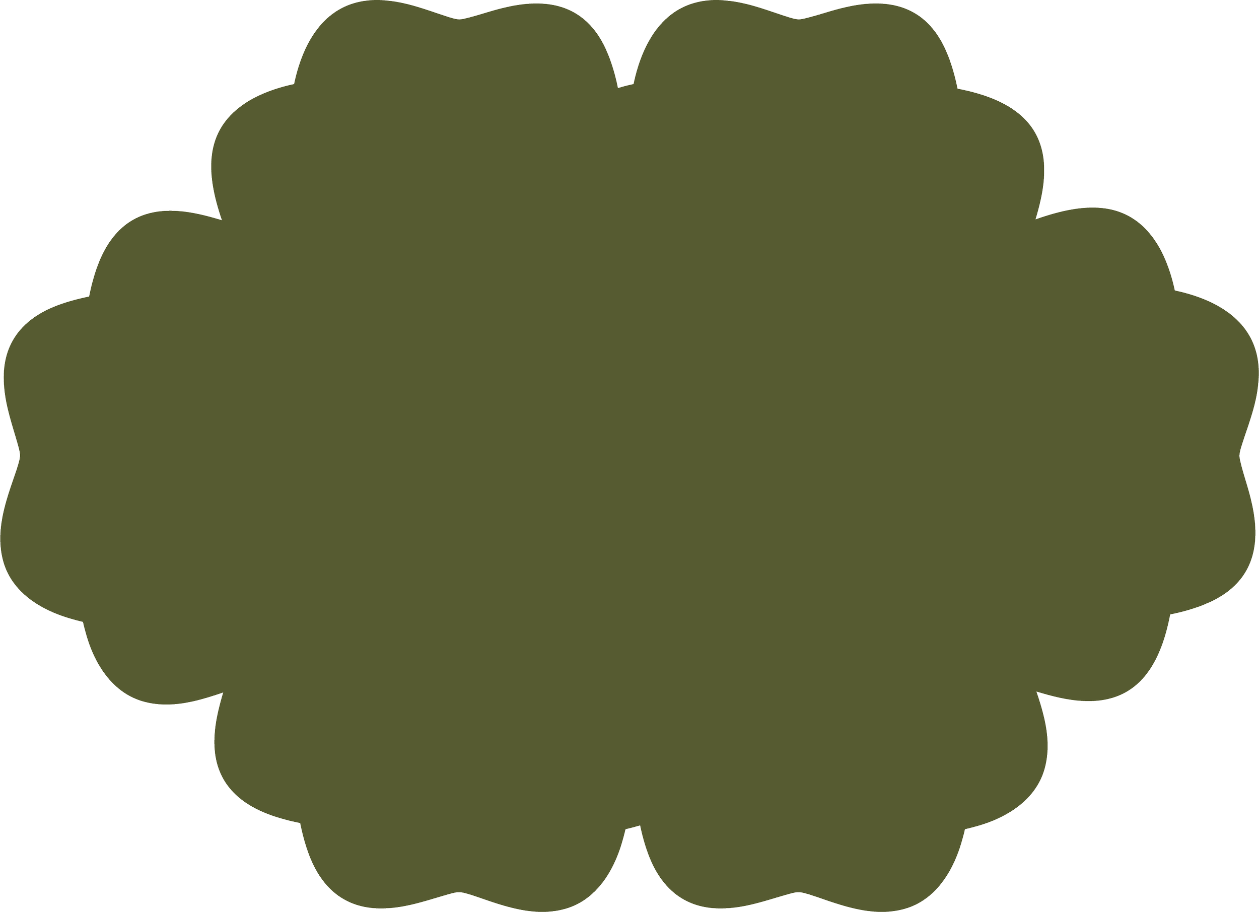 A silhouette of a large, rounded, green plant or shrub with a cloud-like shape.