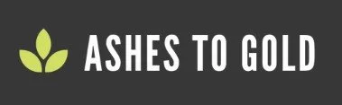 Ashes to Gold logo with a green leaf graphic