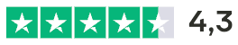 Évaluation avec 4,3 étoiles sur 5, avec des étoiles vertes.