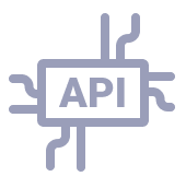 Icône d'un microprocesseur ou d'une puce électronique avec les lettres 'API' au centre.