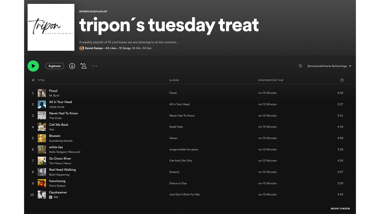 tripon´s tuesday treat - Unsere wöchentliche Spotify Playlist