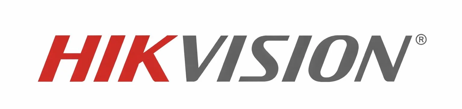 Logo de la société Hikvision en rouge et gris.