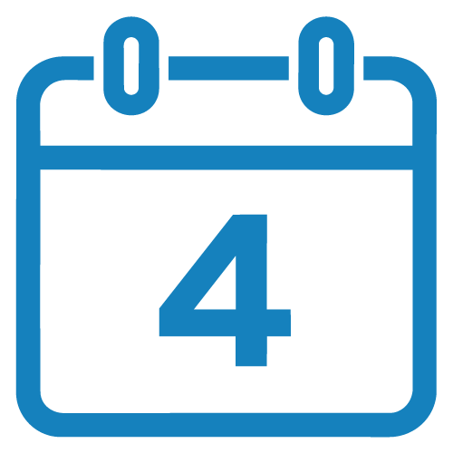 Calendar icon displaying number four, symbolizing four interest-free payments.
