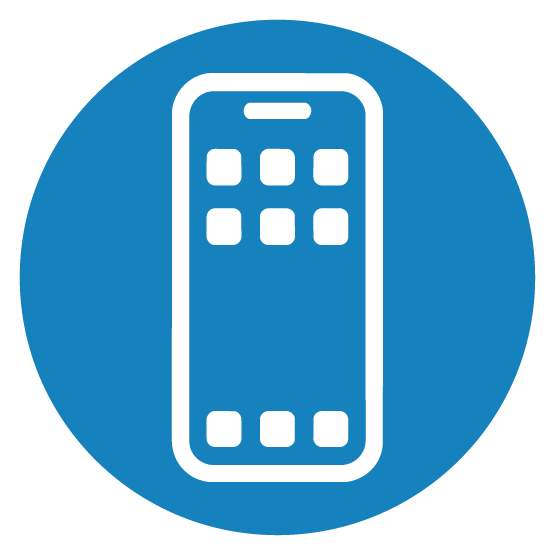 Smartphone icon representing call, text, video message, and AI voice assistant contact options.