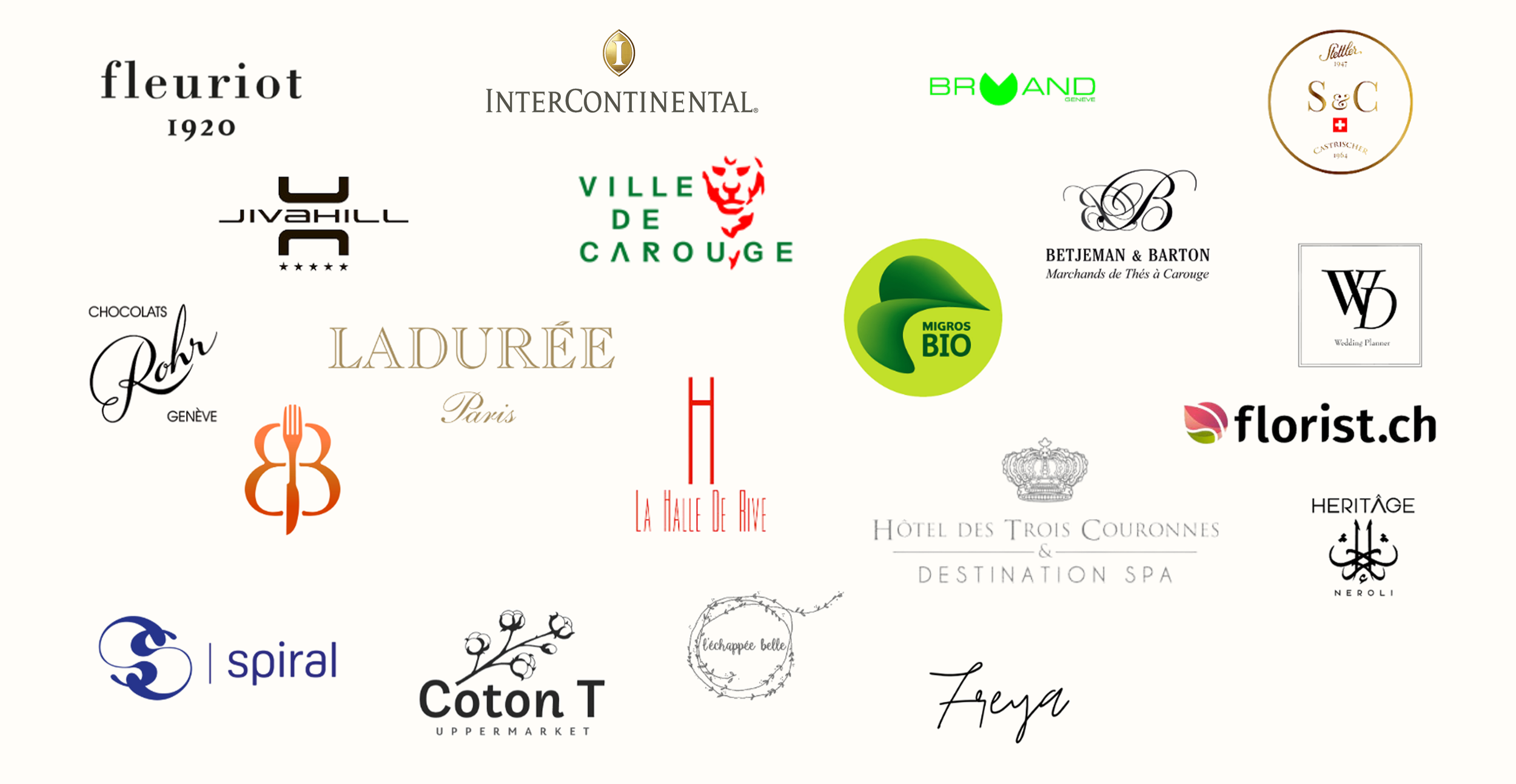 A collage of various logos from different brands and companies, including fashion, beauty, hospitality, and retail.