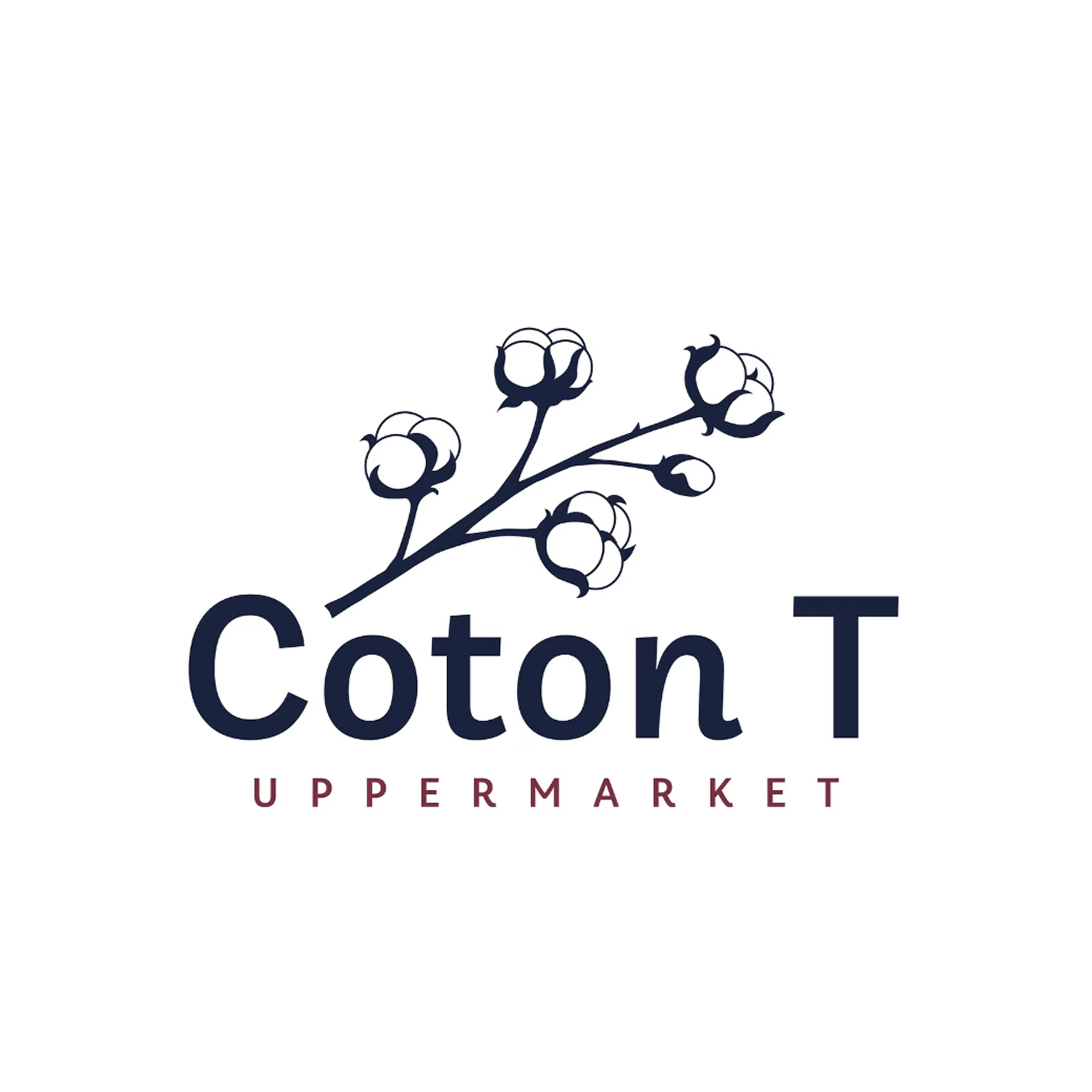 Logo for Coton T Upper Market featuring a stylized cotton branch above the name in bold letters, with 'UPPER MARKET' written below in smaller font.
