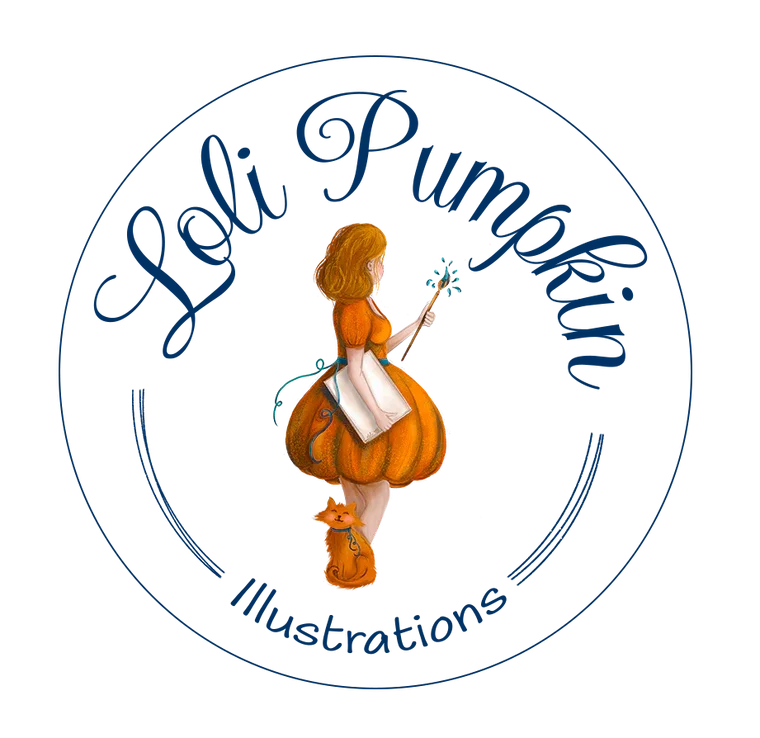Logo for the Ledy Pumpr school or program, featuring a woman dressed in a pumpkin costume holding a magic wand, with a small pumpkin companion near her feet.