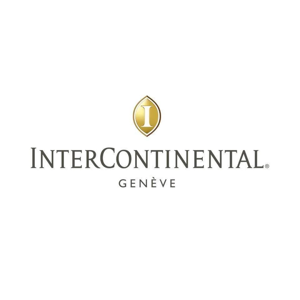 InterContinental Geneva logo with a gold emblem and black text on a white background.