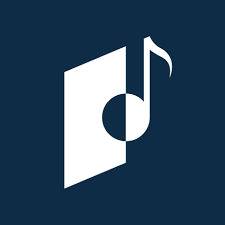 A door with a music note symbol on it, indicating a music room or music-related space.