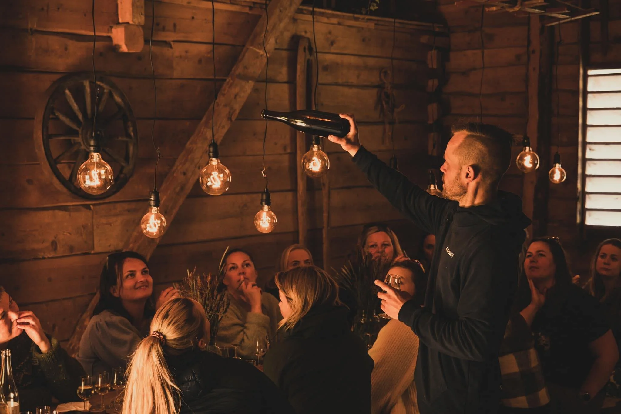 Group of people tasting cider