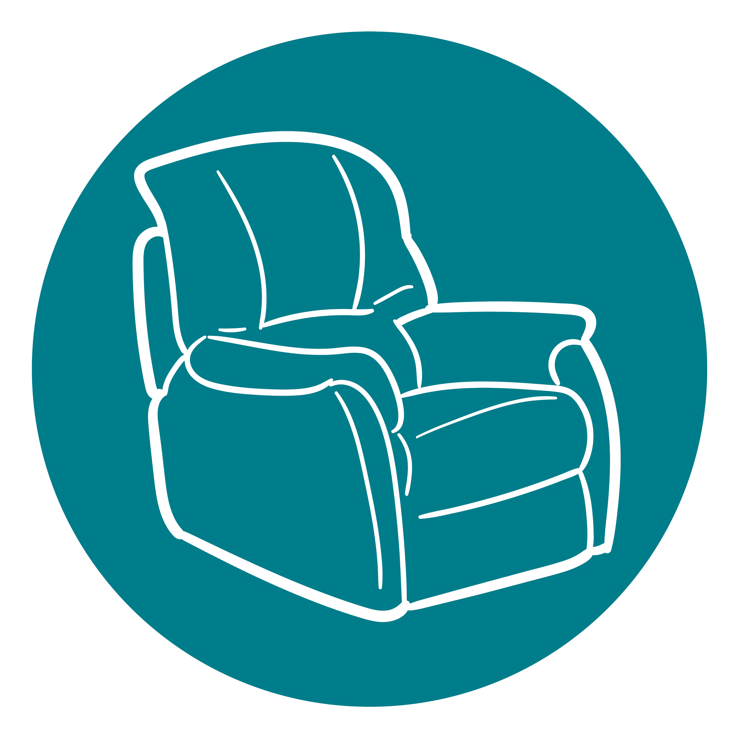 Illustration eines Kindersitzes, der in einem Auto installiert ist, auf blauem Hintergrund.