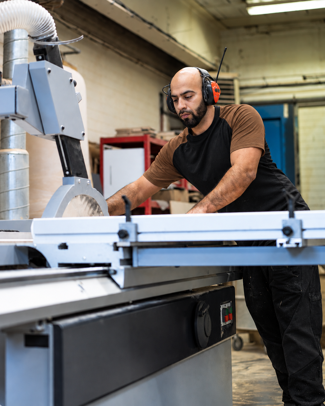 Making a bespoke piece using workshop machinery at BCreative Bespoke in Yorkshire