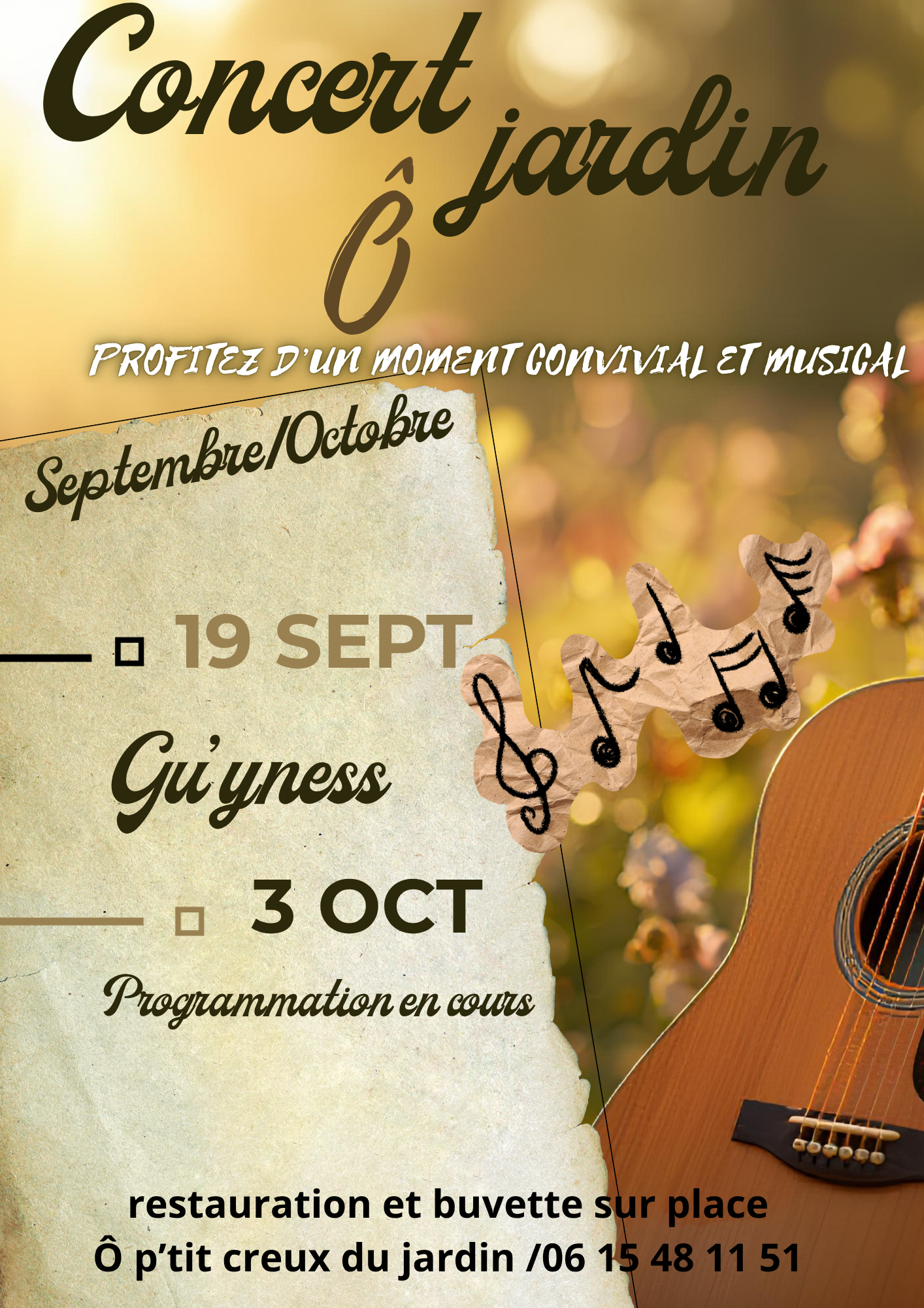 Les concerts au jardin de septembre/octobre