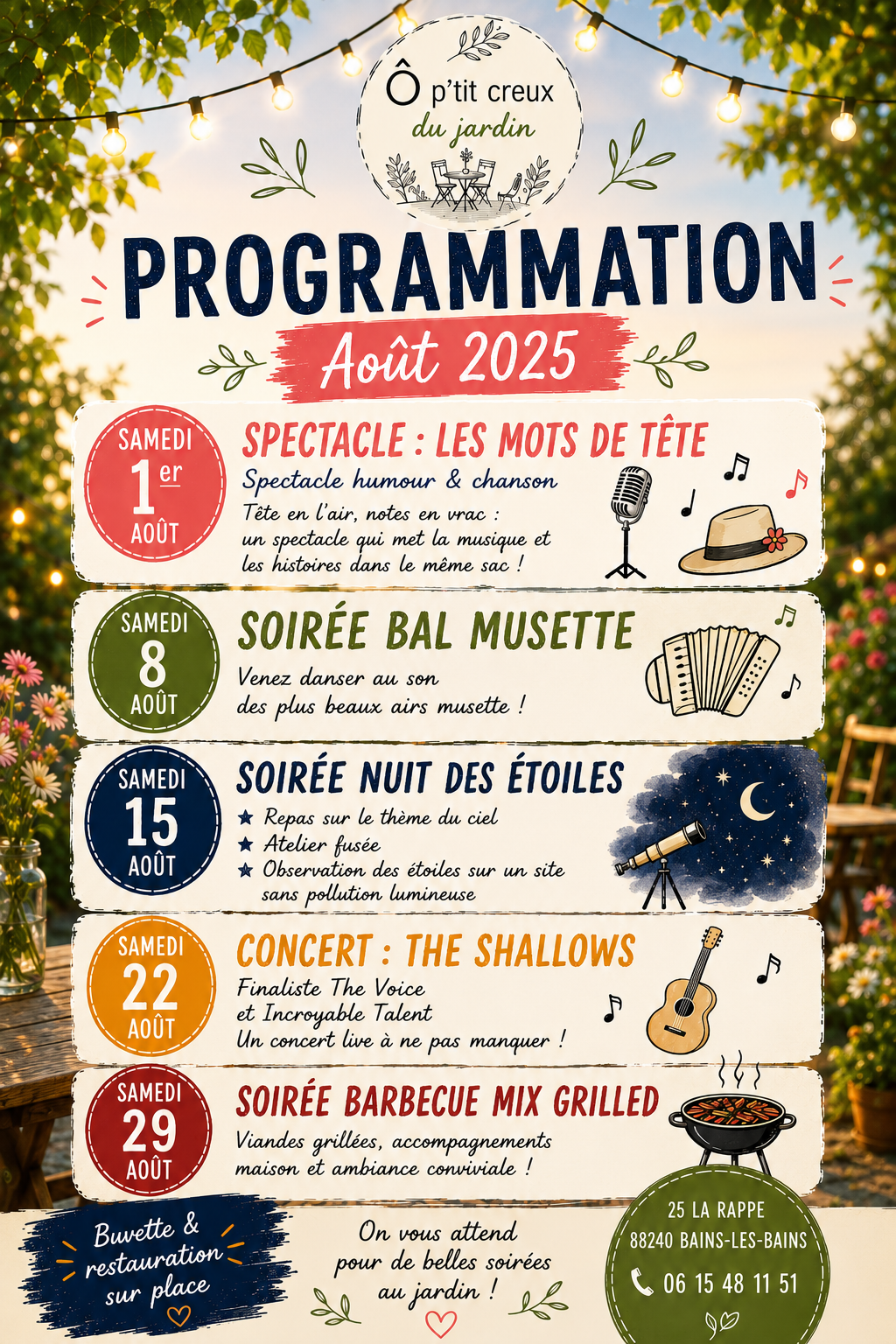 programmation du mois d’août